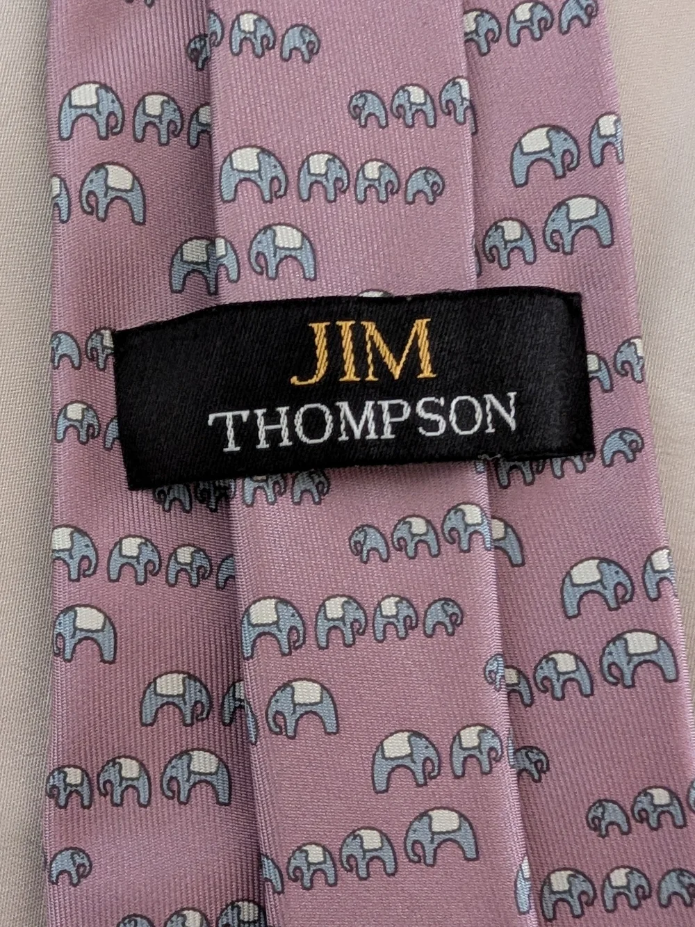 Pink Silk Tie with Mini Elephant Pattern